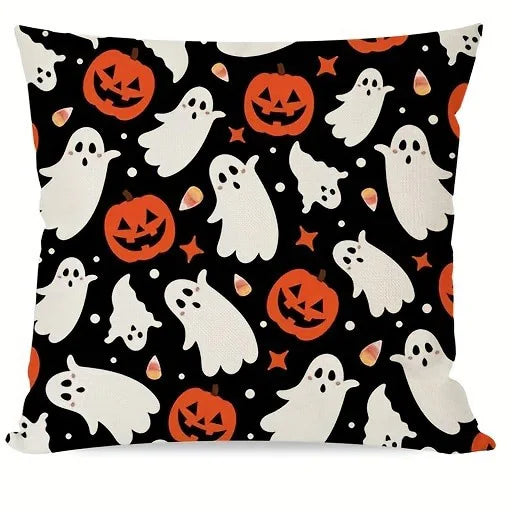 Halloween Pillow Covers – Pumpkin Ghost Cat Cushion Covers