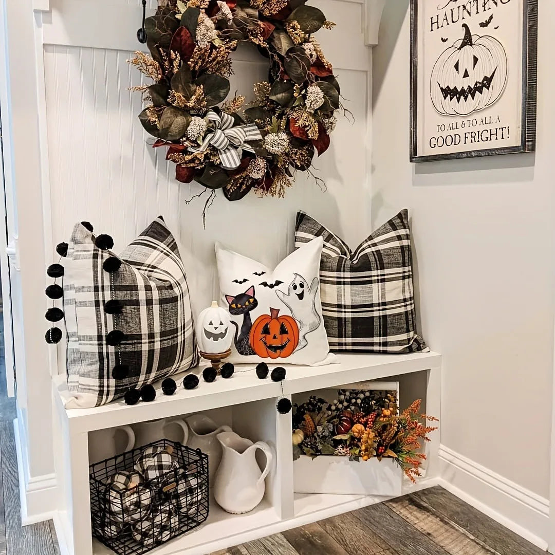 Halloween Pillow Covers – Pumpkin Ghost Cat Cushion Covers