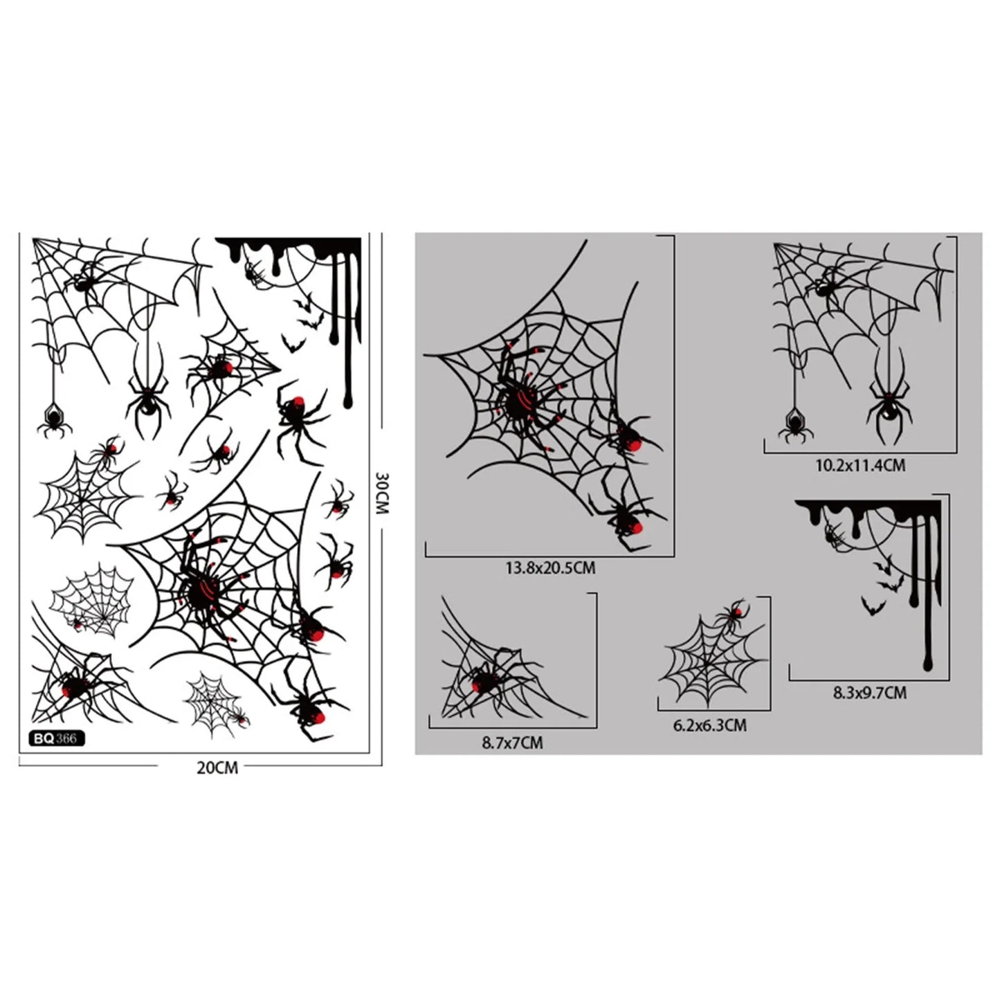Halloween Window Clings – Witch Bat Spider Glass Decals