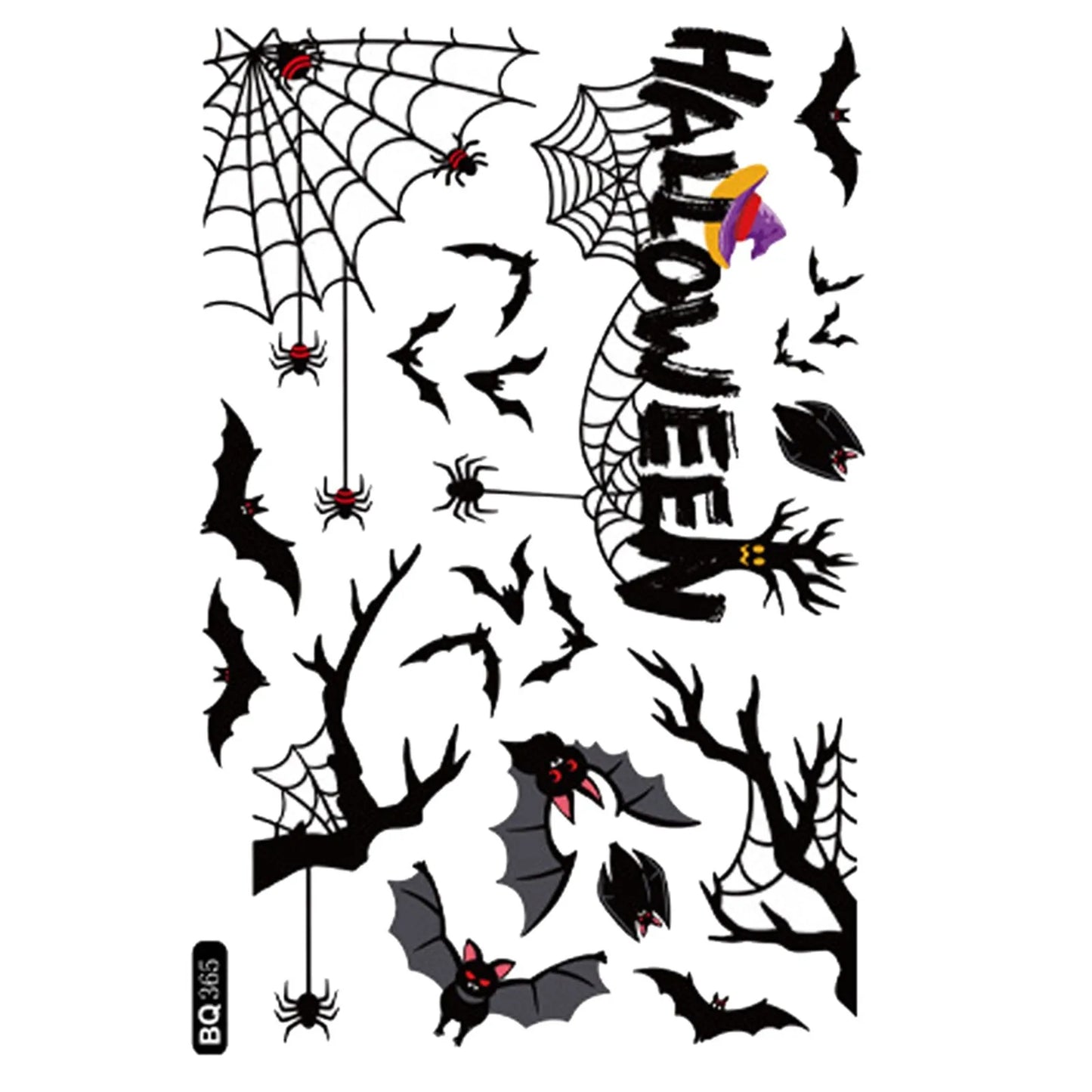Halloween Window Clings – Witch Bat Spider Glass Decals