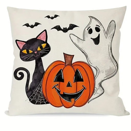 Halloween Pillow Covers – Pumpkin Ghost Cat Cushion Covers