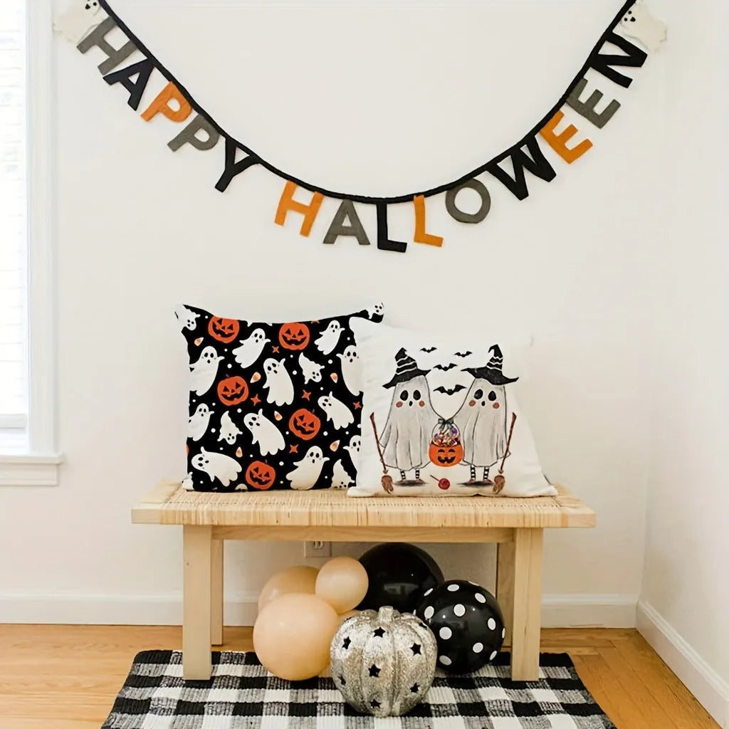 Halloween Pillow Covers – Pumpkin Ghost Cat Cushion Covers